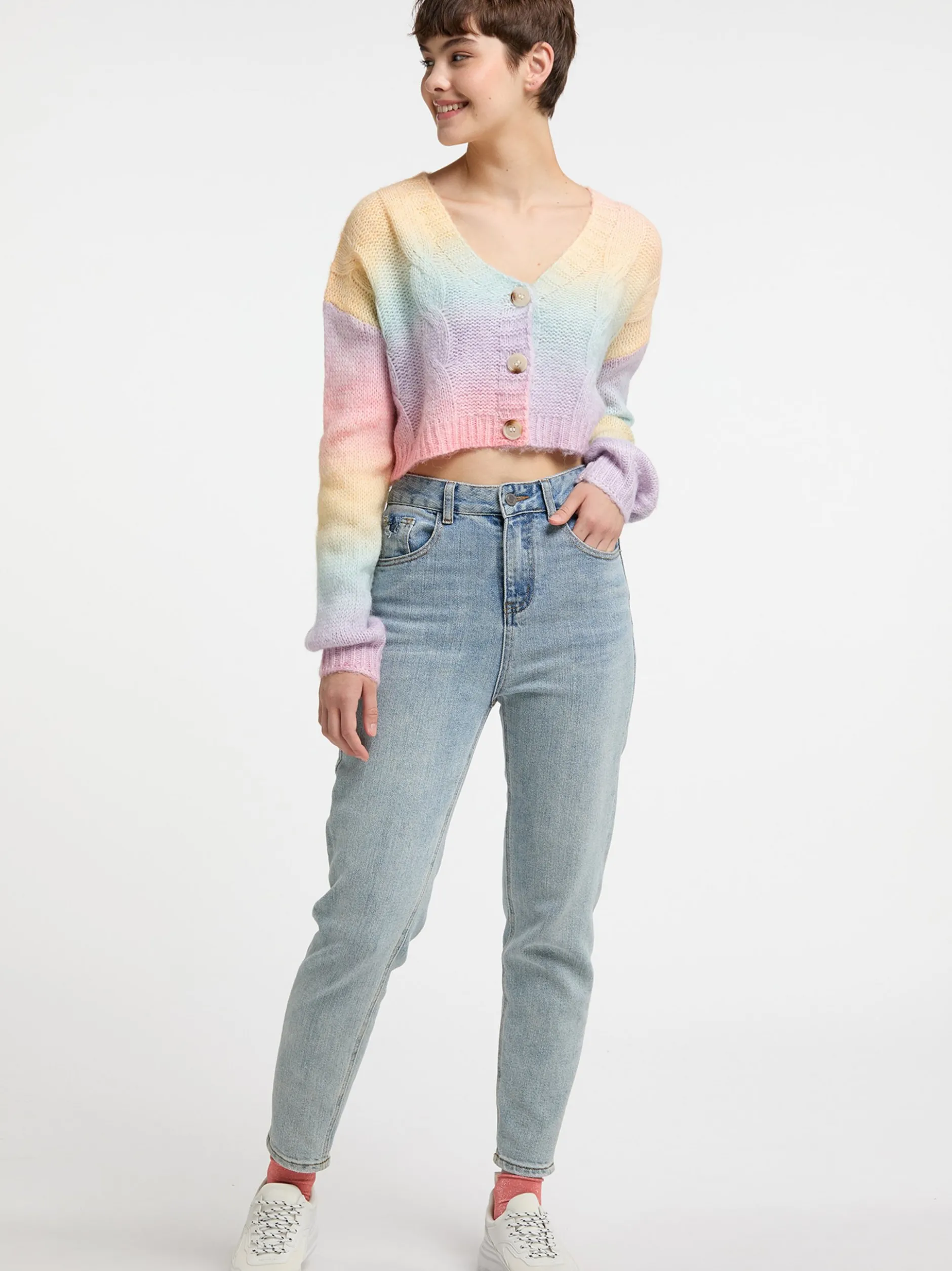 MyMo Damen Strickjacke in rosa