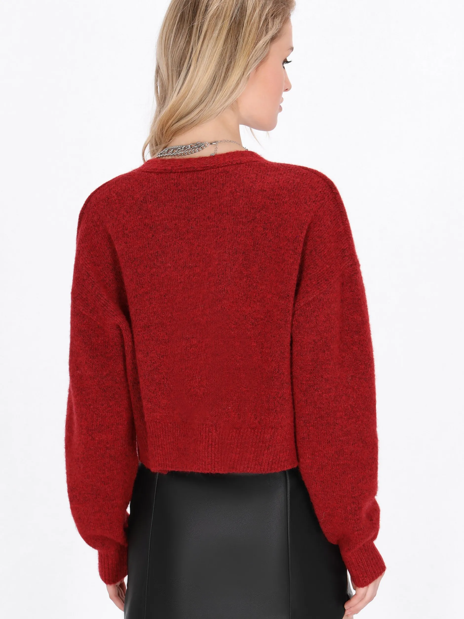 MyMo Damen Strickjacke in rot