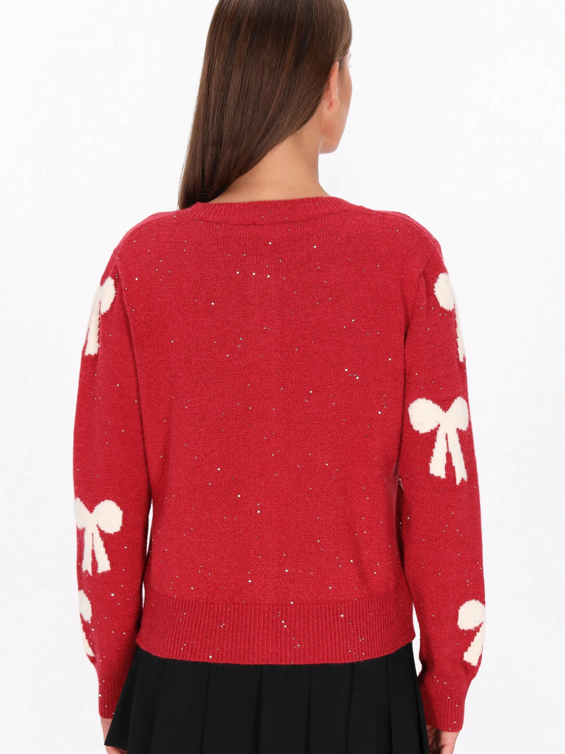 MyMo Damen Strickjacke in rot - Ausschnitt: Rundhals