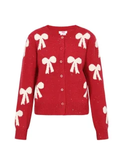 MyMo Damen Strickjacke in rot - Ausschnitt: Rundhals