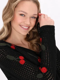 MyMo Damen Strickjacke in schwarz