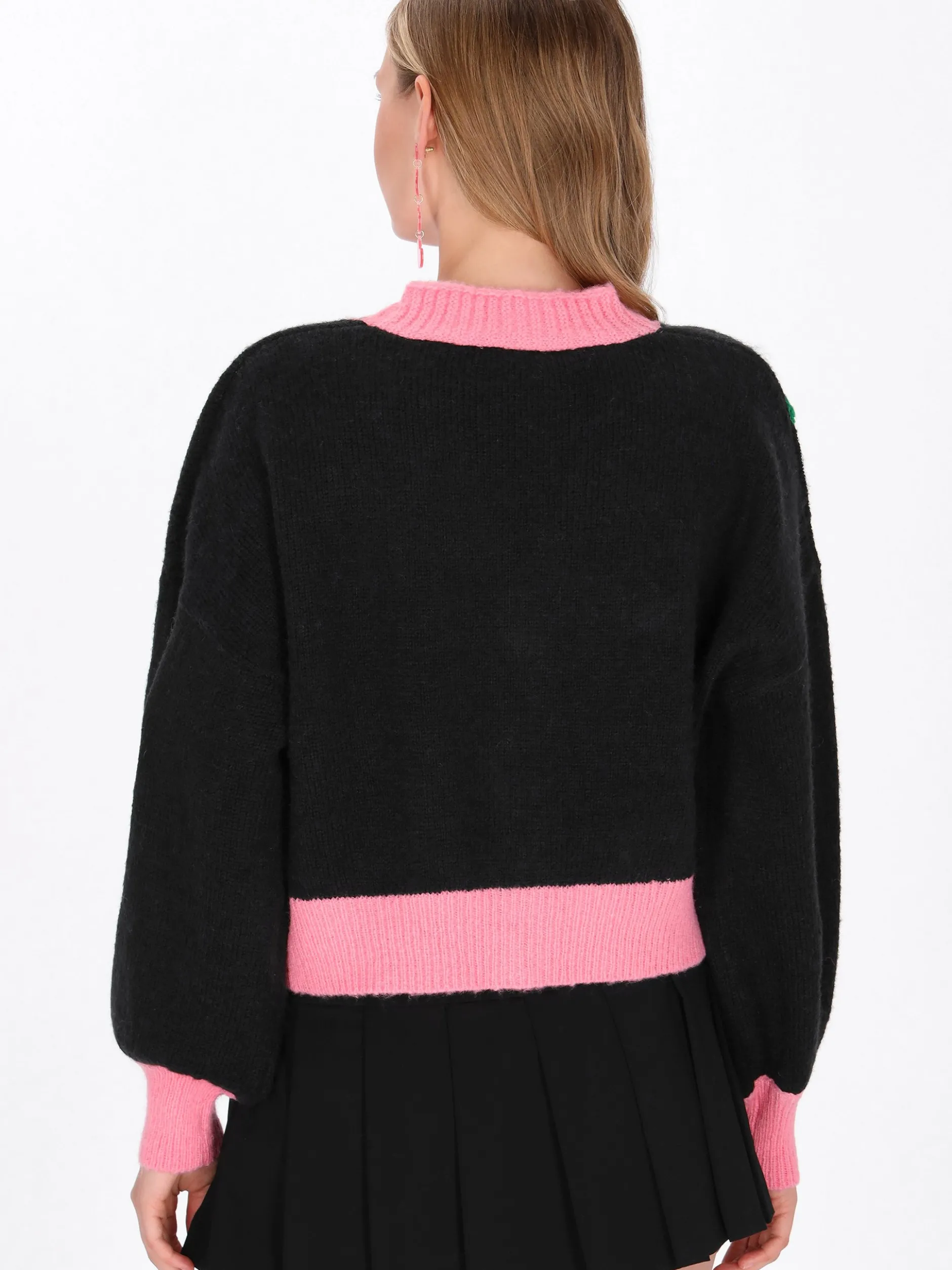 MyMo Damen Strickjacke in schwarz - Ausschnitt: Rundhals