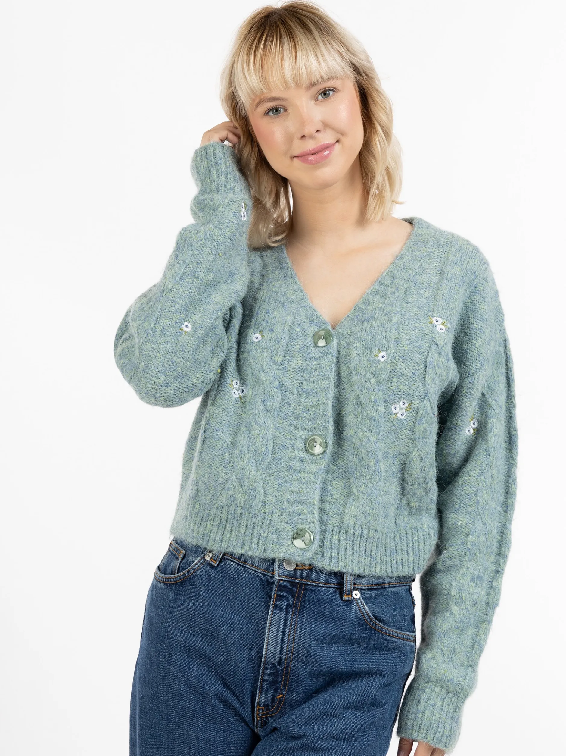 MyMo Damen Strickjacke in türkis