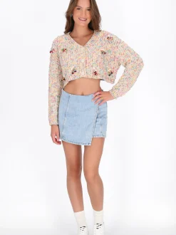 MyMo Damen Strickjacke in weiß