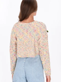 MyMo Damen Strickjacke in weiß