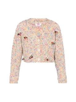 MyMo Damen Strickjacke in weiß