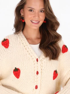 MyMo Damen Strickjacke in weiß