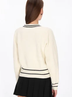 MyMo Damen Strickjacke in weiß