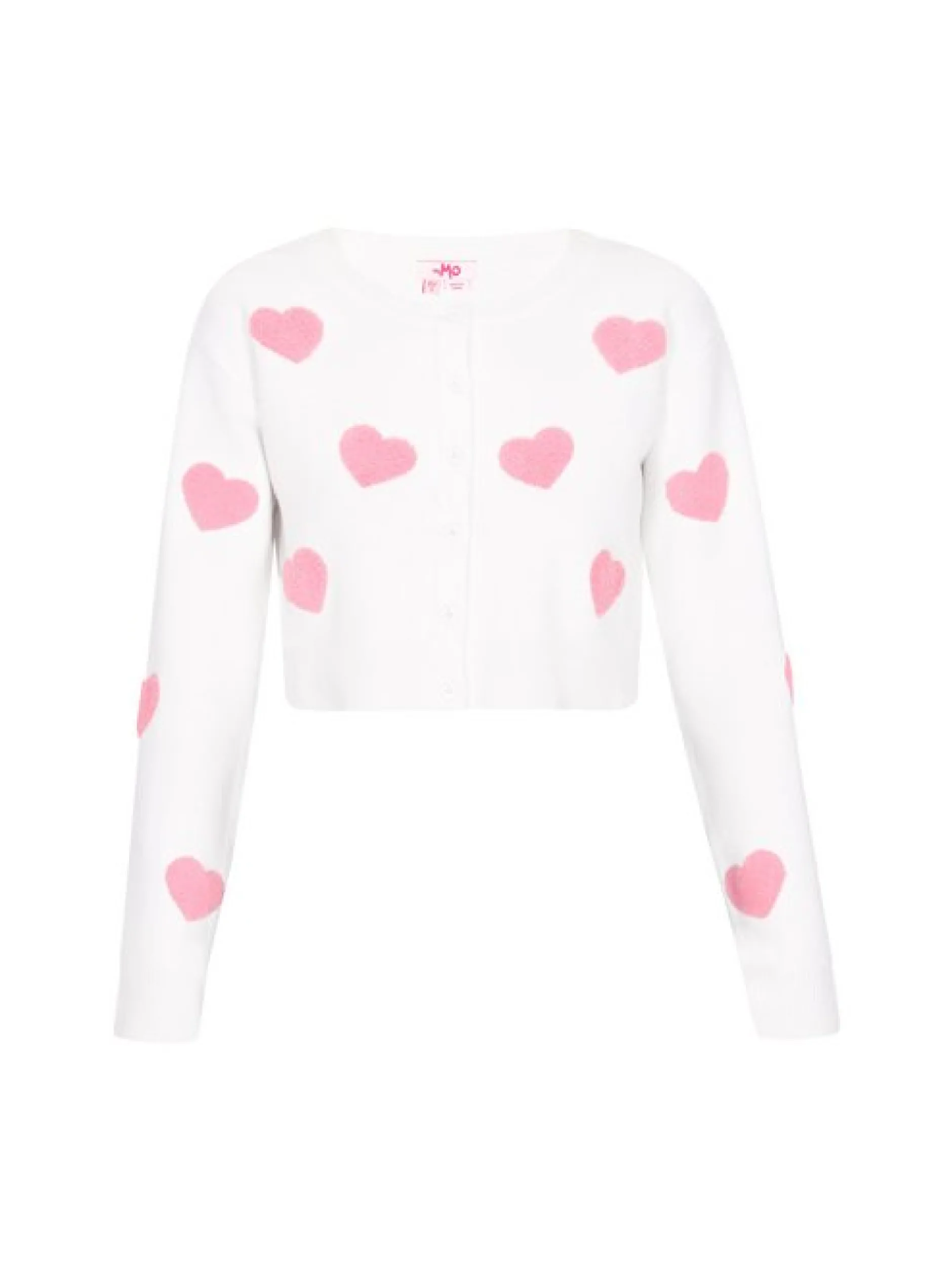 MyMo Damen Strickjacke in weiß - Ausschnitt: Rundhals