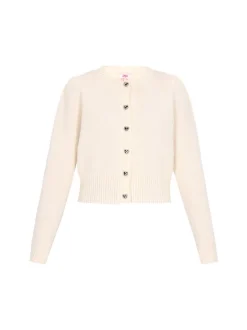 MyMo Damen Strickjacke in weiß - Ausschnitt: Rundhals
