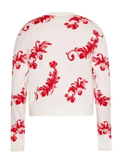 MyMo Damen Strickjacke in weiß rot