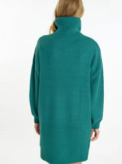 MyMo Damen Strickkleid in grün - Ausschnitt: ohne Kragen