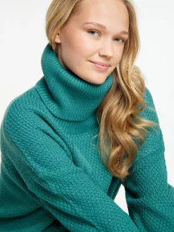 MyMo Damen Strickkleid in grün - Ausschnitt: ohne Kragen