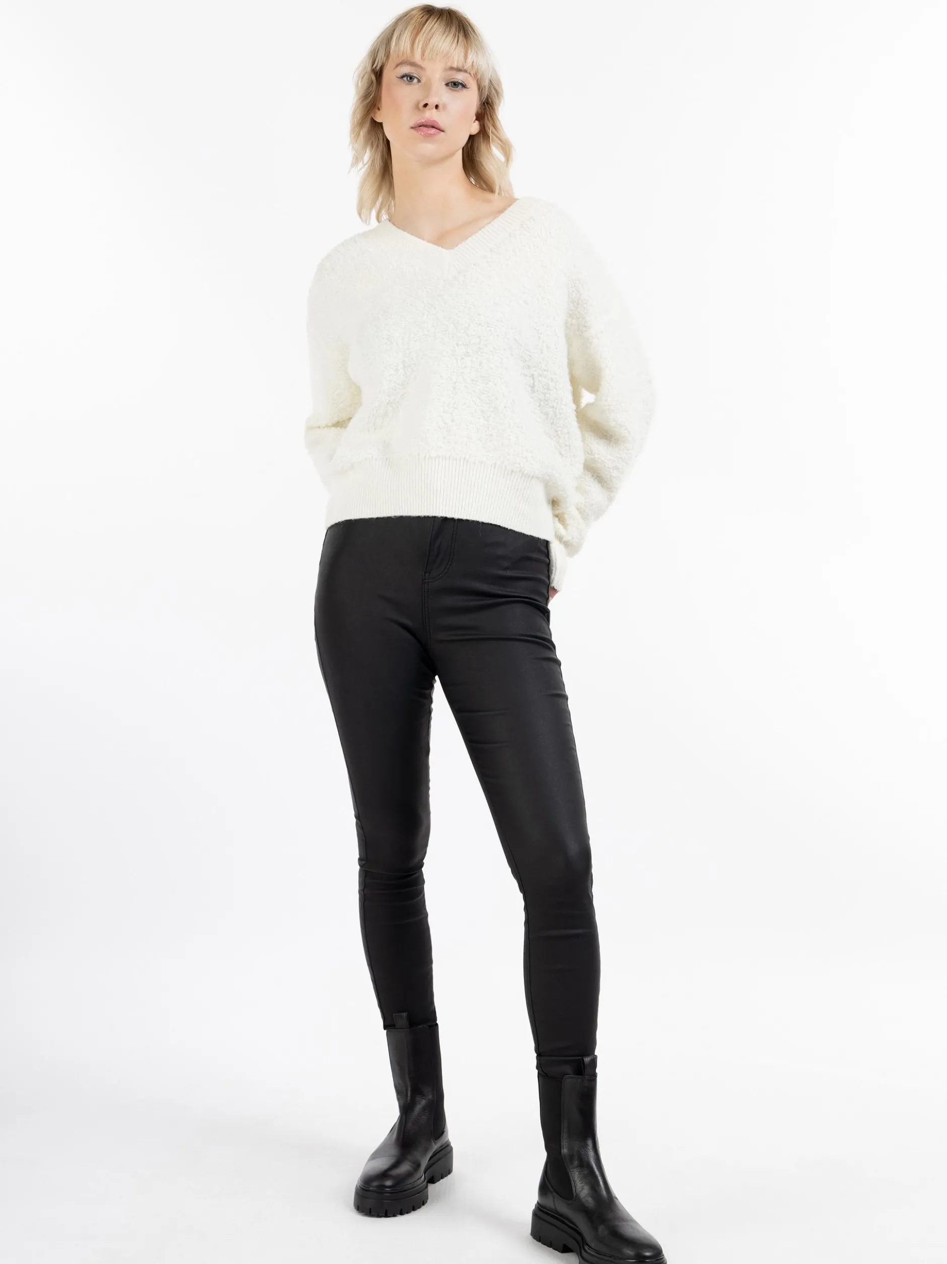 MyMo Damen Strickpullover in ecru