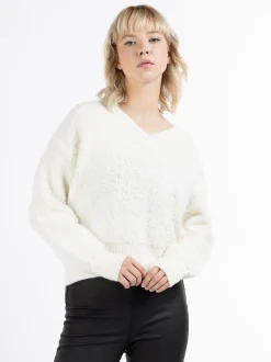 MyMo Damen Strickpullover in ecru