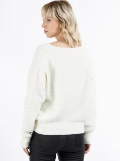 MyMo Damen Strickpullover in ecru