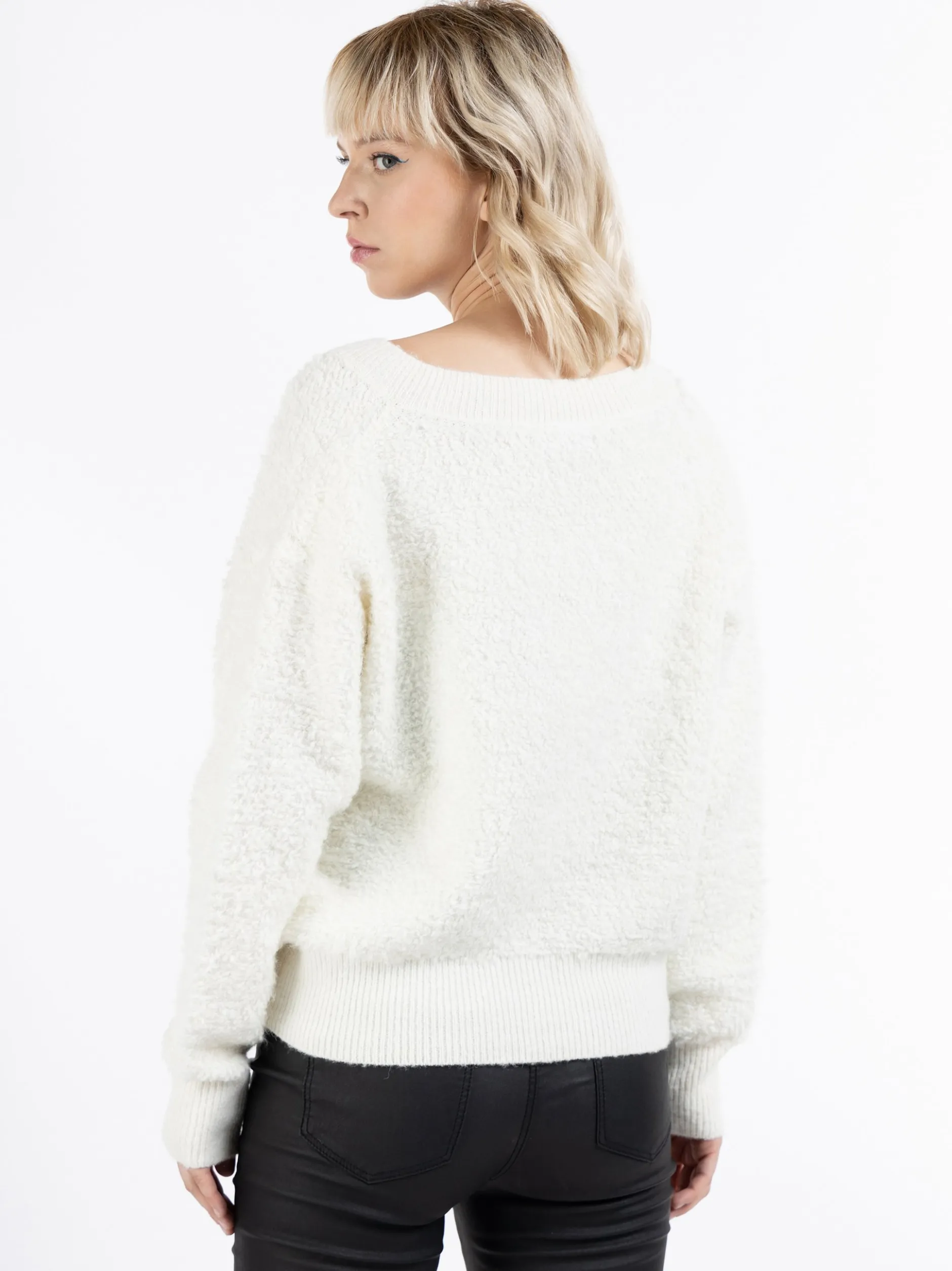 MyMo Damen Strickpullover in ecru