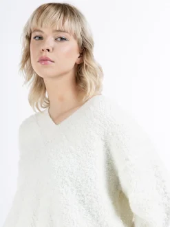 MyMo Damen Strickpullover in ecru