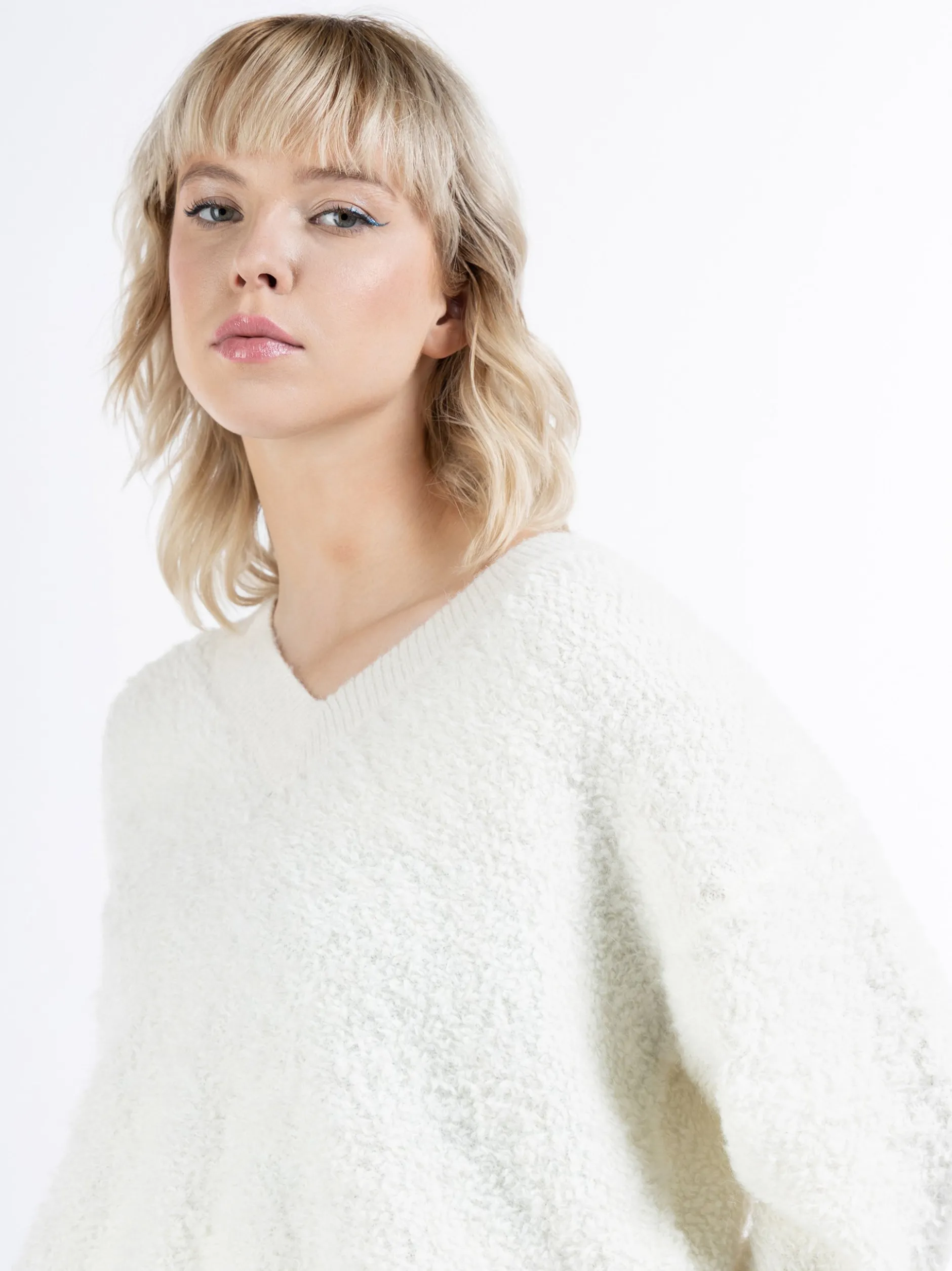 MyMo Damen Strickpullover in ecru