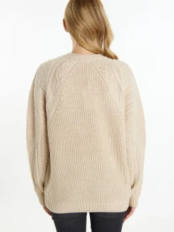 MyMo Damen Strickpullover in ecru - Ausschnitt: Rundhals