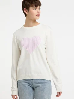 MyMo Damen Strickpullover in ecru - Ausschnitt: Rundhals
