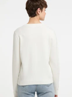 MyMo Damen Strickpullover in ecru - Ausschnitt: Rundhals