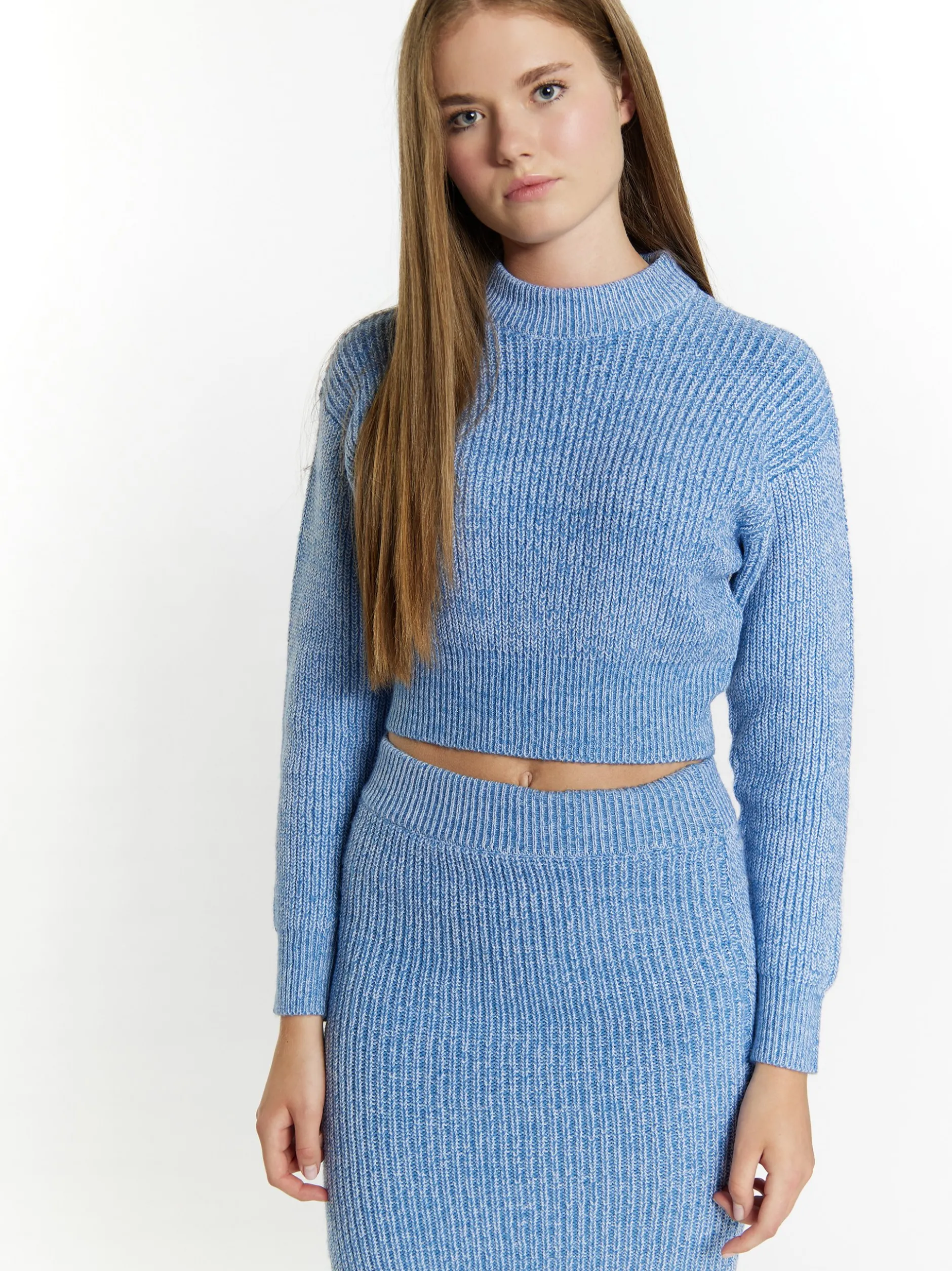 MyMo Damen Strickpullover in hellblau