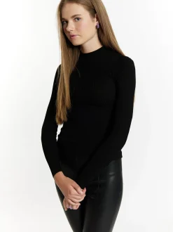 MyMo Damen Strickpullover in schwarz
