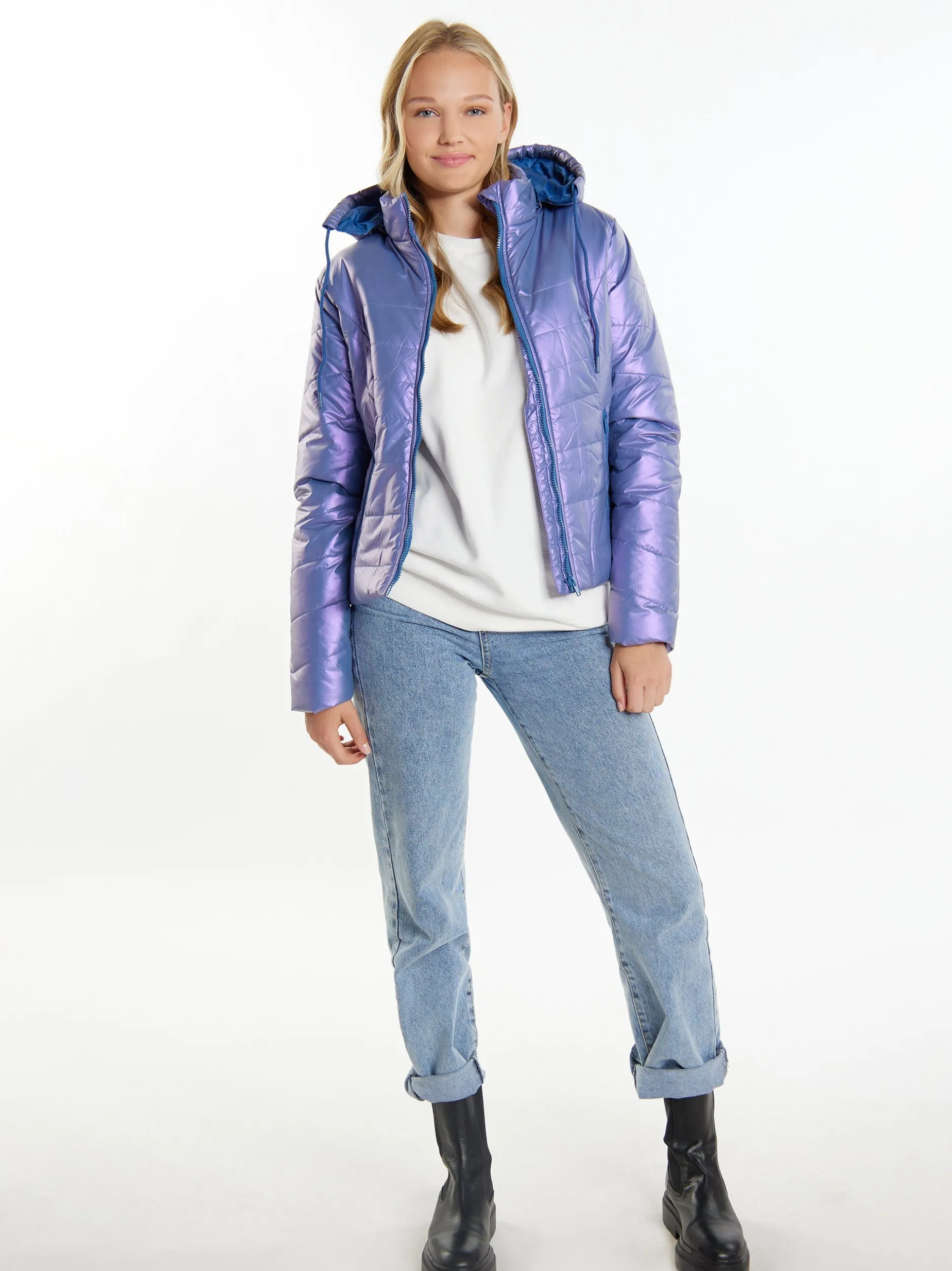 MyMo Damen Winterjacke in lila