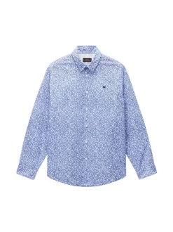 Napapijri Herren Langarmhemd - G-ELIOR LS in blau weiß