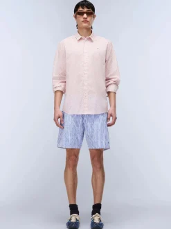 Napapijri Herren Langarmhemd - G-ELIOR LS in rosa weiß