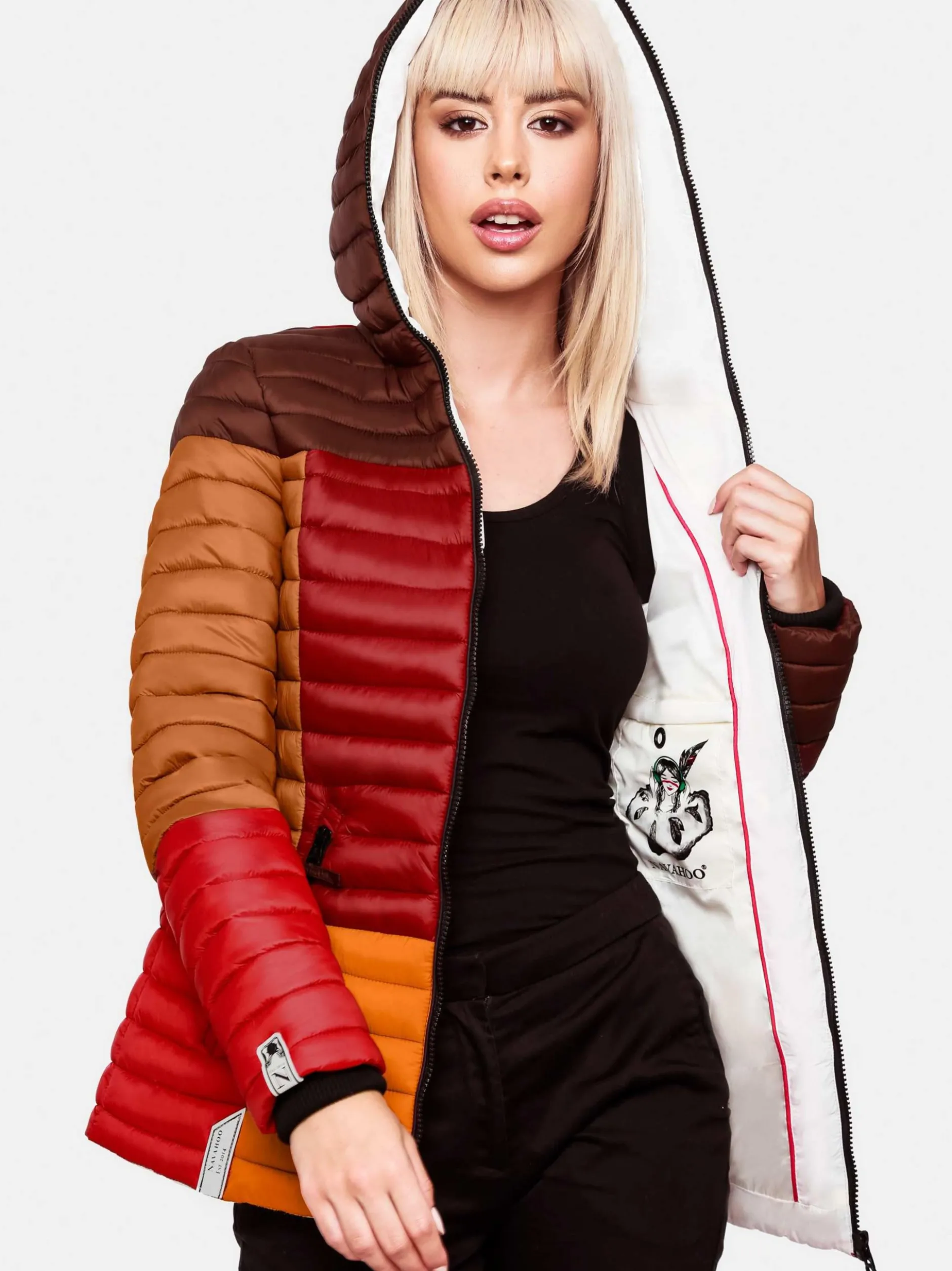 Navahoo Damen Steppjacke - Multikulti in braun