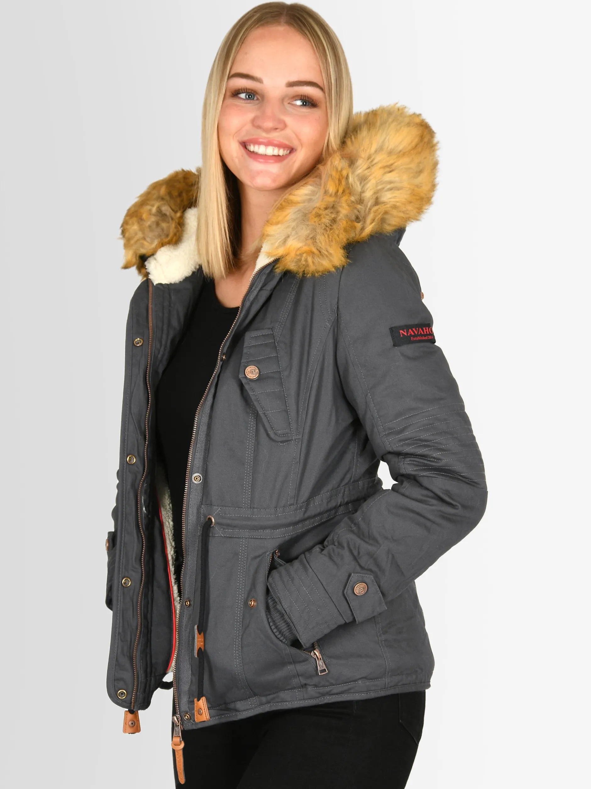 Navahoo Damen Winterjacke - Pearl in anthrazit