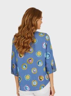 Navigazione Damen Leinentunika in blau - Ärmel: 3/4 Arm