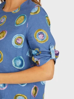 Navigazione Damen Leinentunika in blau - Ärmel: 3/4 Arm