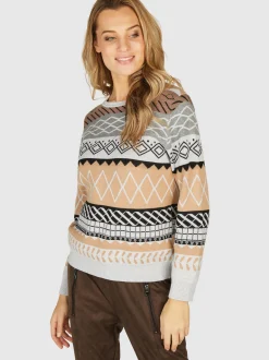 Navigazione Damen Pullover in hellgrau - Ärmel: langarm