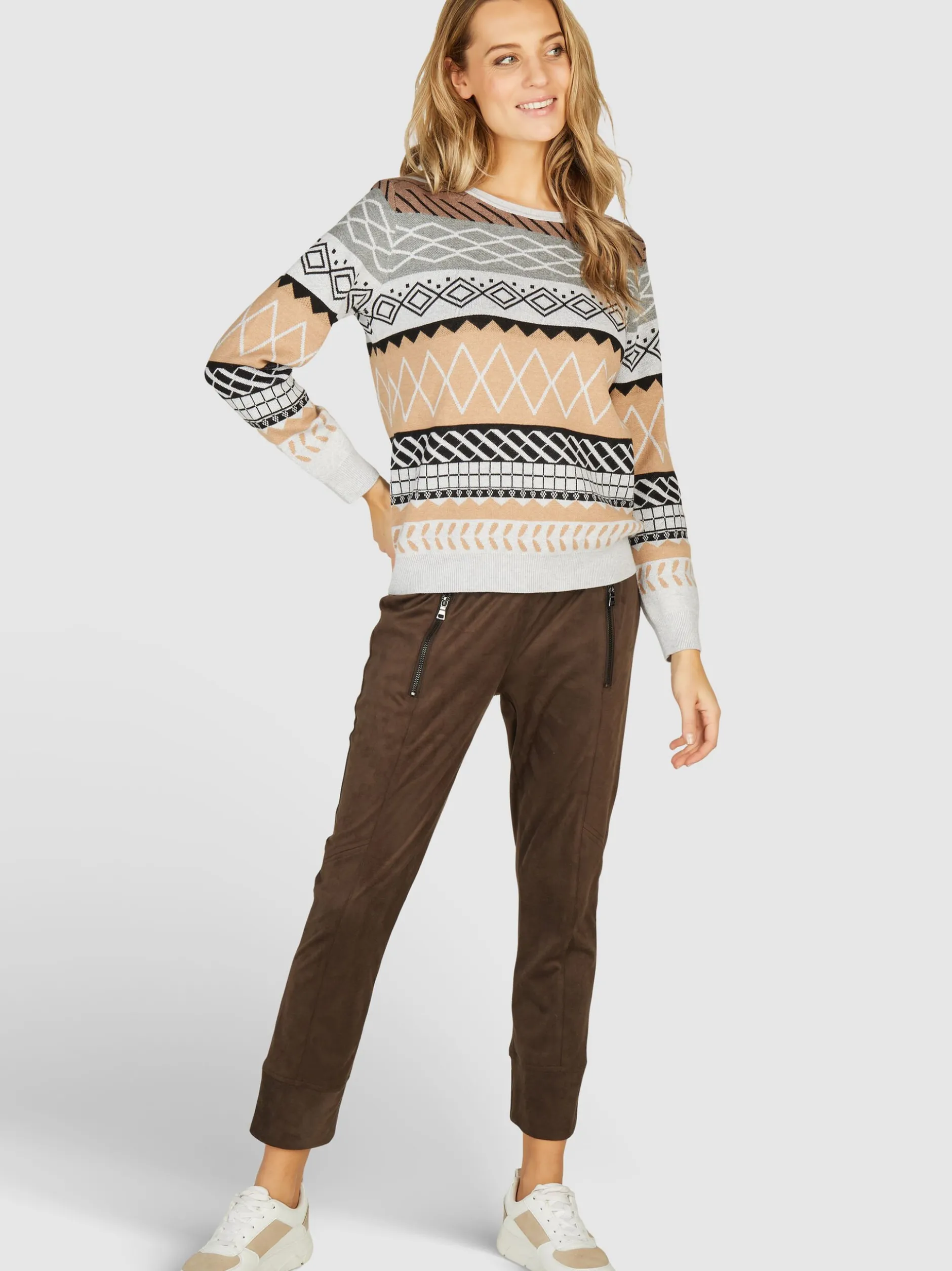 Navigazione Damen Pullover in hellgrau - Ärmel: langarm