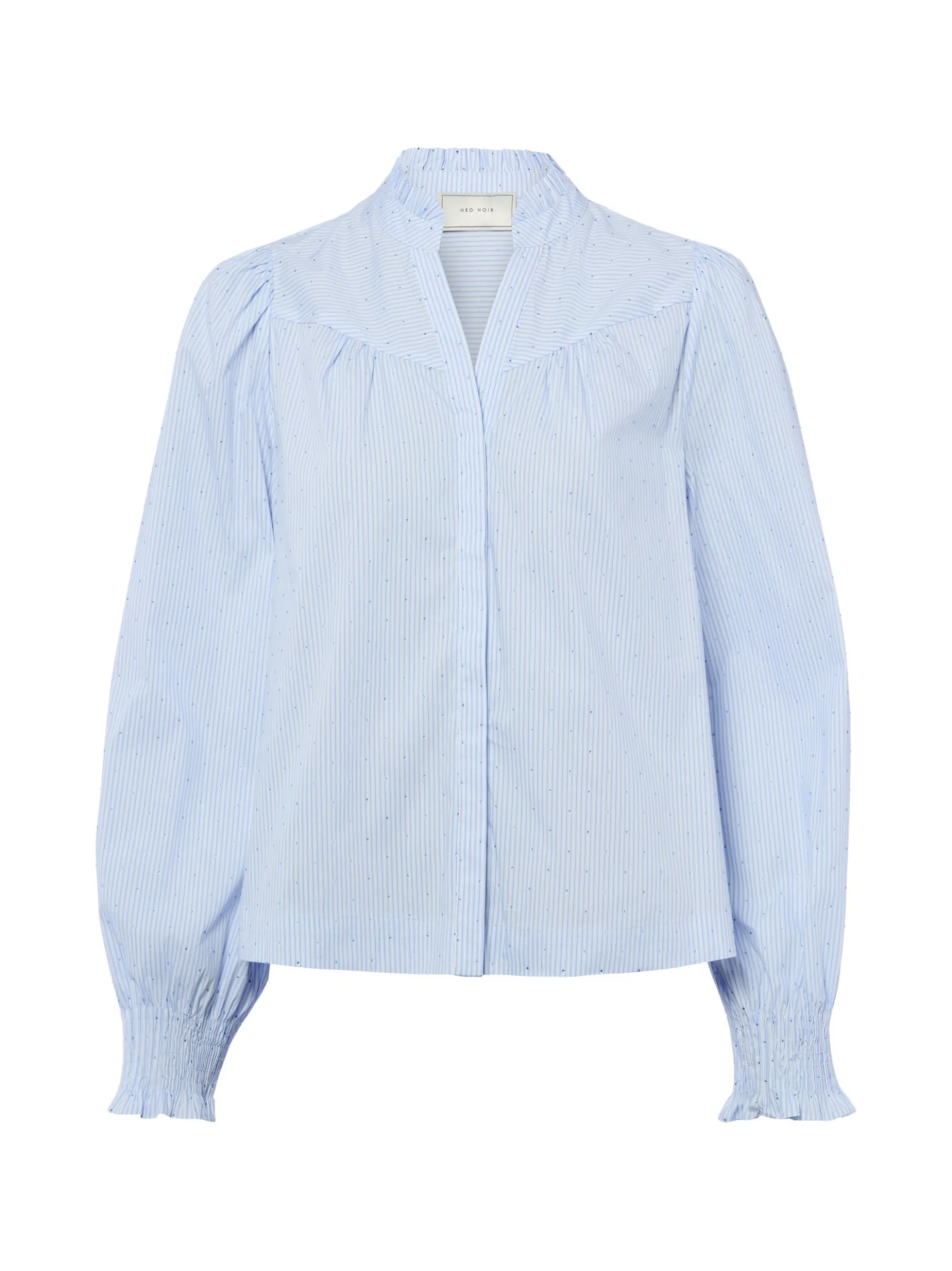 Neo Noir Damen Bluse - Astrida Stripe Stone in hellblau weiß