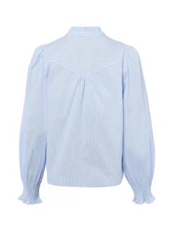 Neo Noir Damen Bluse - Astrida Stripe Stone in hellblau weiß