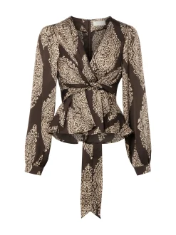 Neo Noir Damen Blusenshirt - Rista Paisley in schoko beige