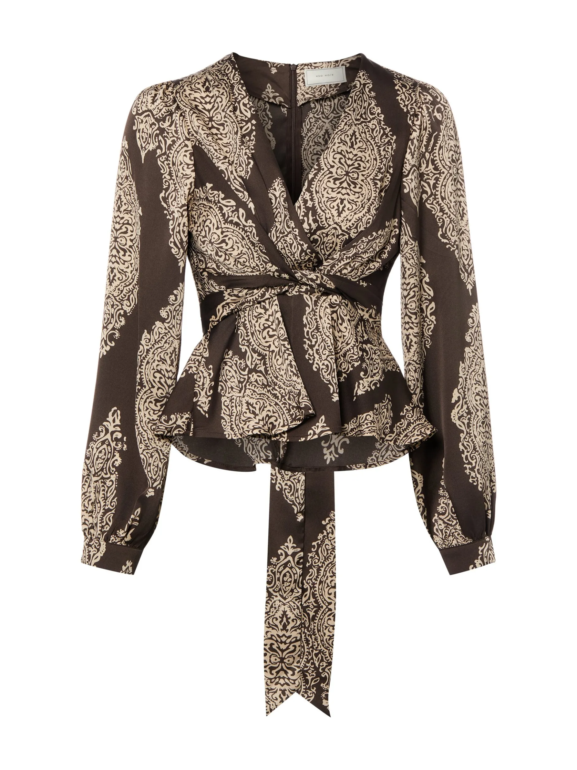 Neo Noir Damen Blusenshirt - Rista Paisley in schoko beige