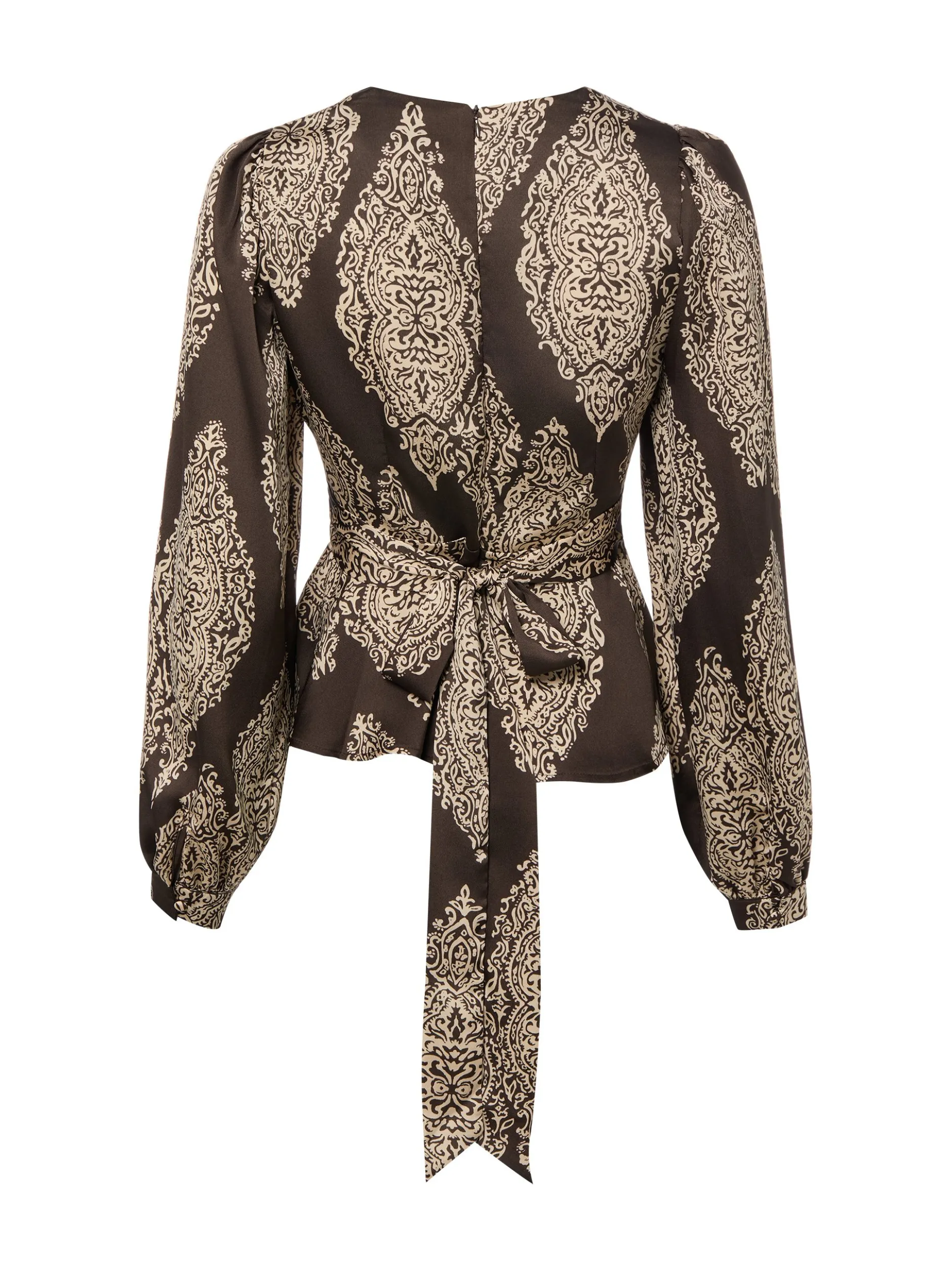 Neo Noir Damen Blusenshirt - Rista Paisley in schoko beige