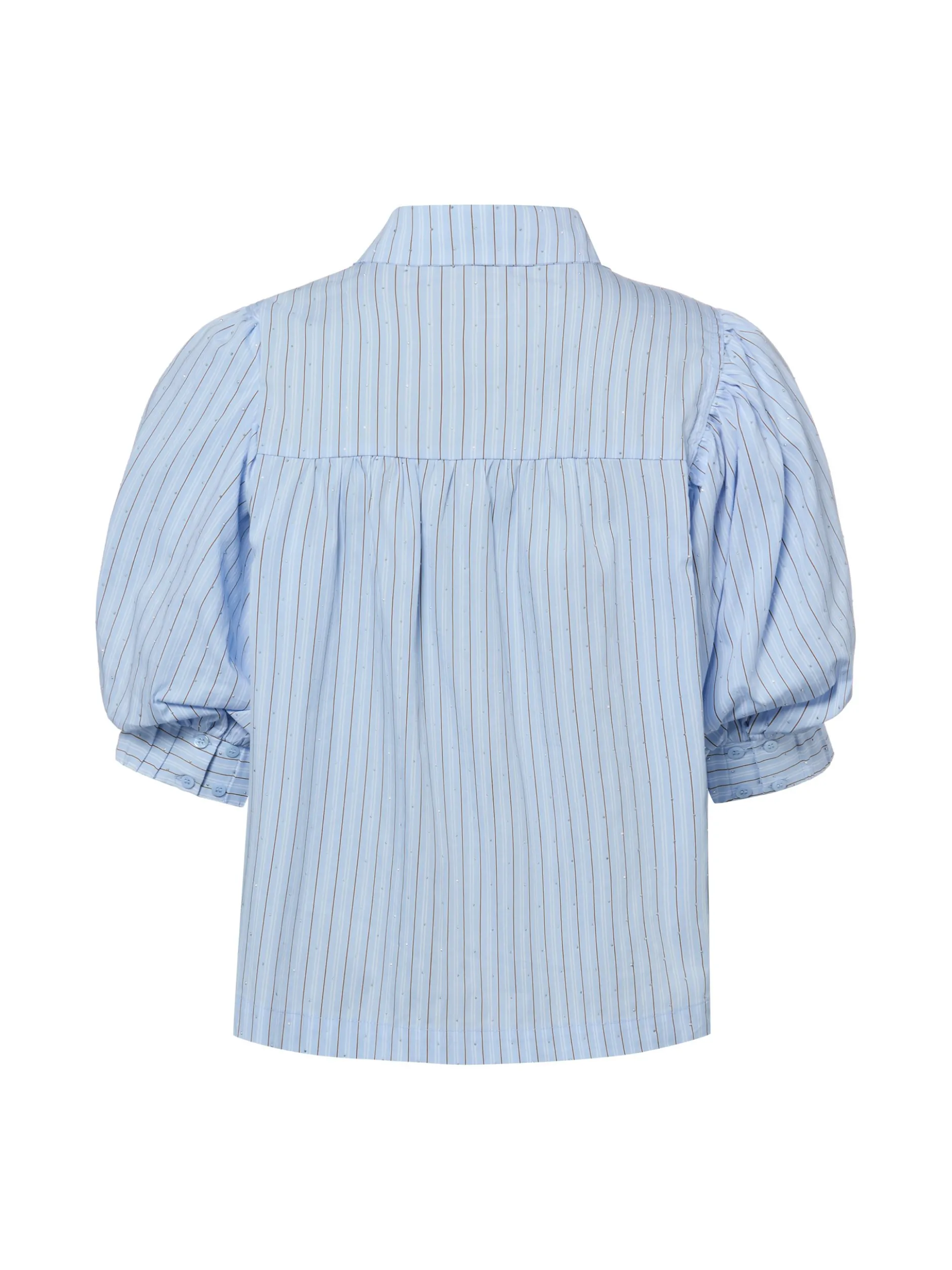 Neo Noir Damen Kurzarmbluse - Etta Stripe Stone in hellblau braun
