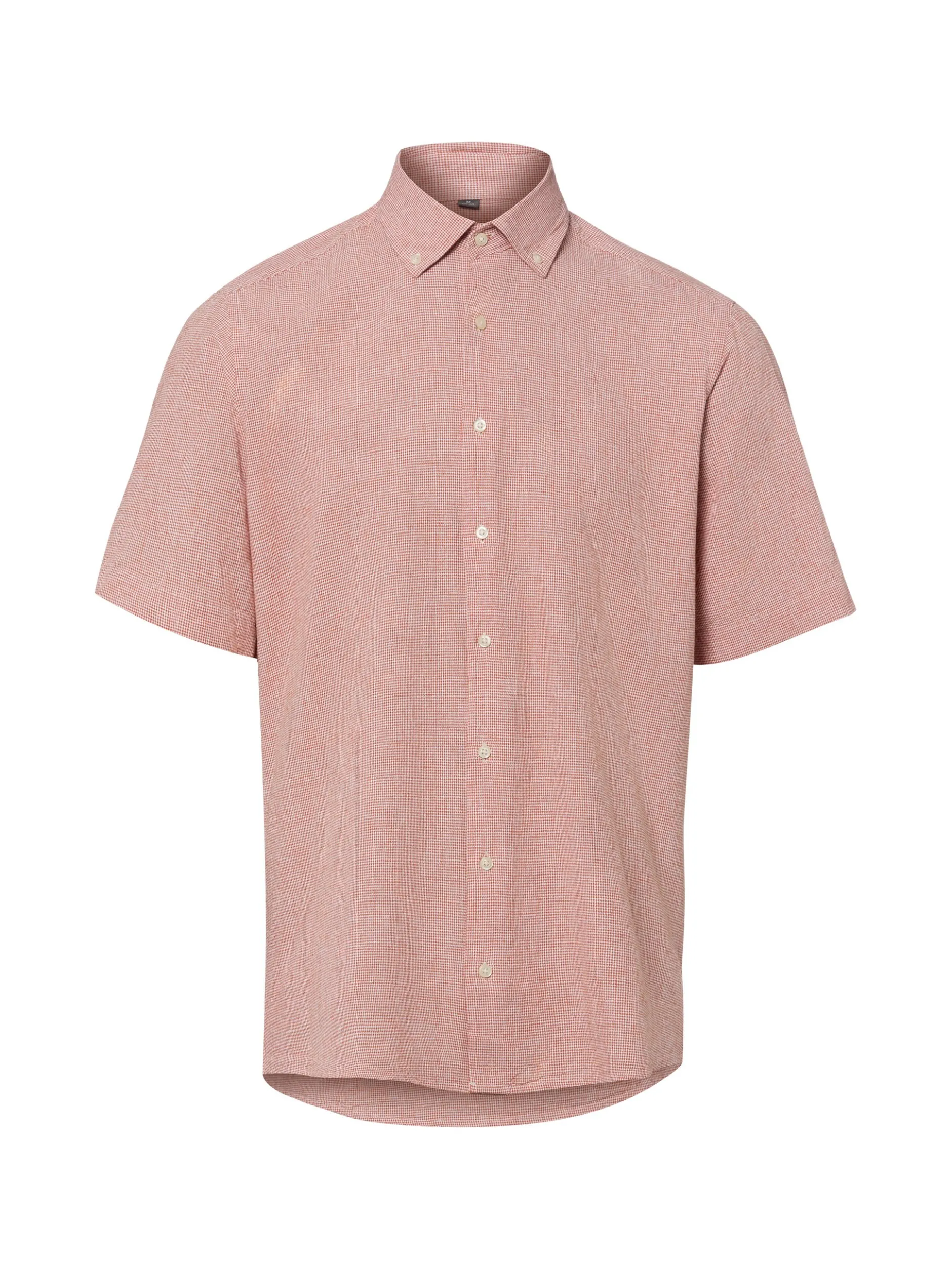 Nils Sundström Herren Kurzarmhemd mit Leinen in rot beige
