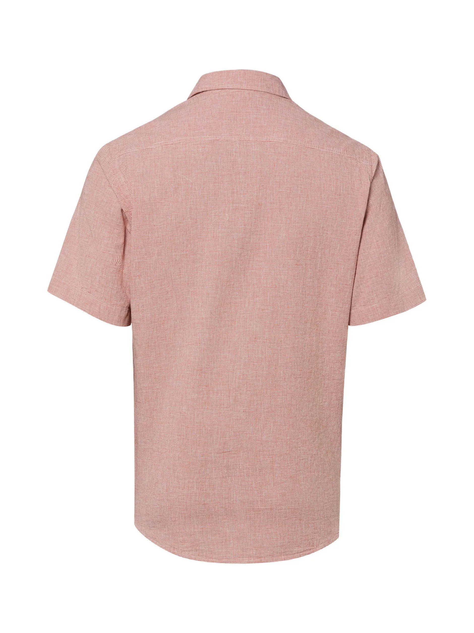 Nils Sundström Herren Kurzarmhemd mit Leinen in rot beige