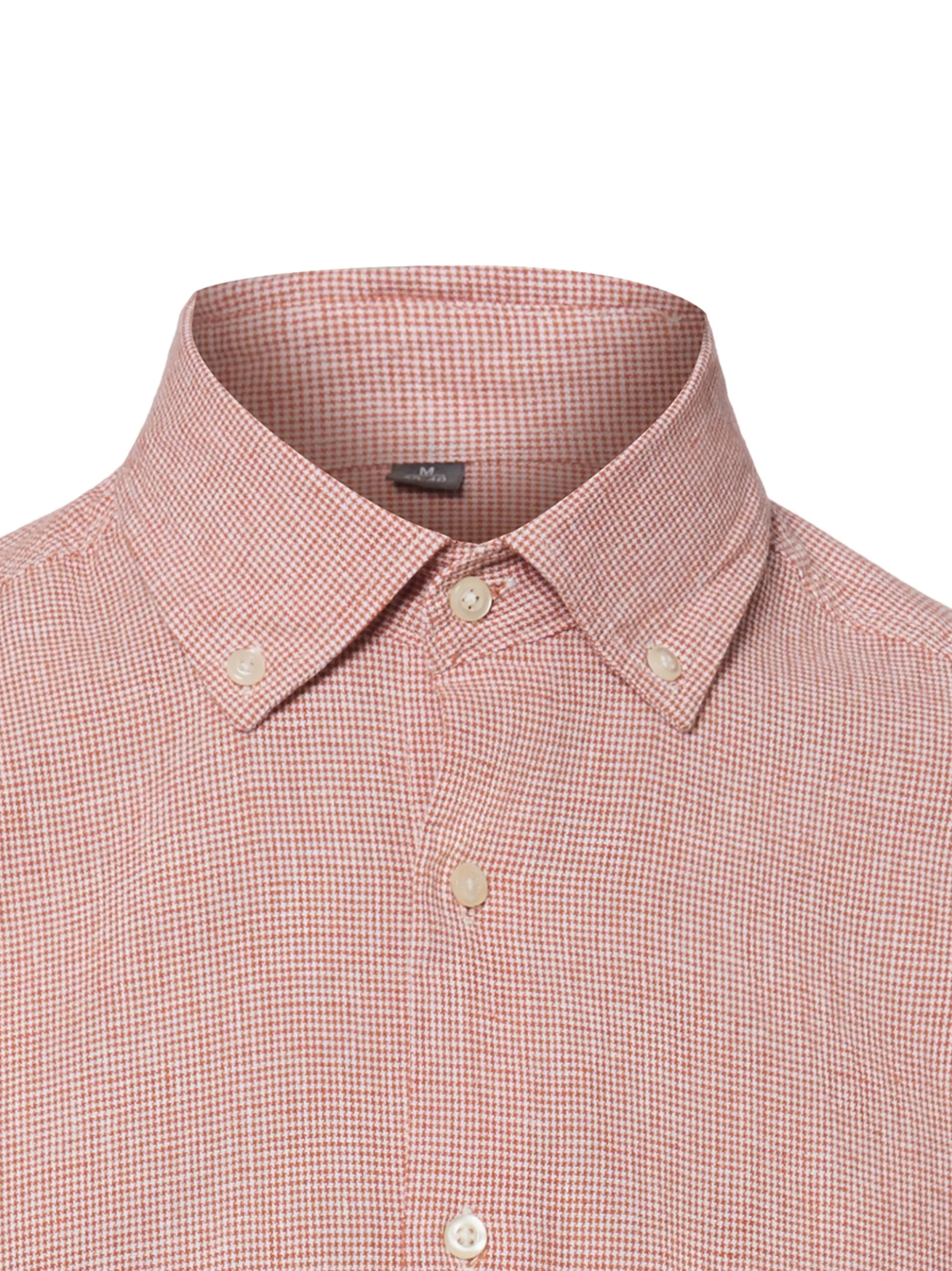 Nils Sundström Herren Kurzarmhemd mit Leinen in rot beige