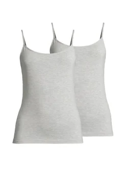 Nina von C. Damen Spaghetti Top - 2er Pack Light & Easy in grau