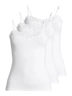 Nina von C. Damen Spaghetti Top - 3er Pack Romance in weiß