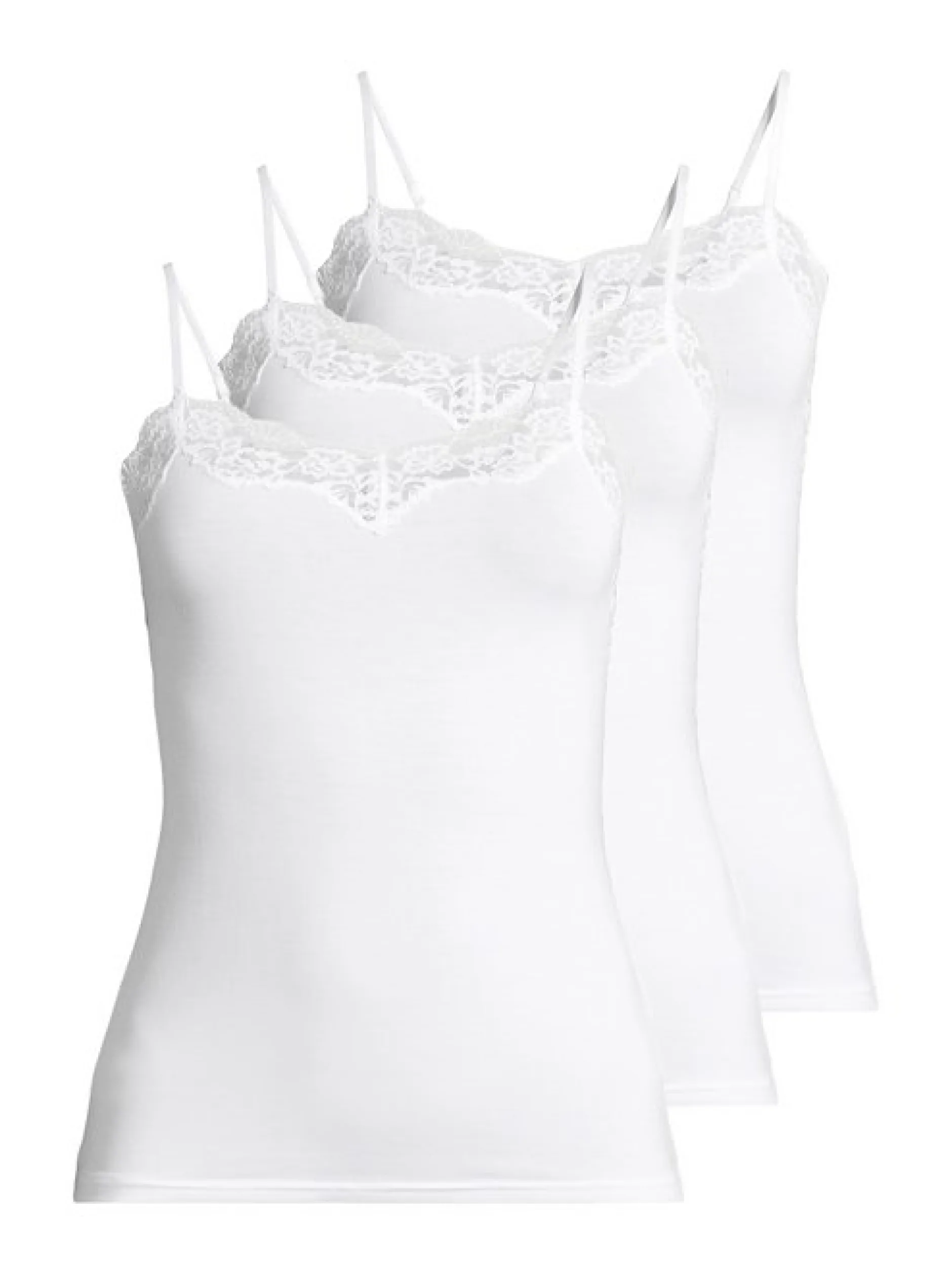 Nina von C. Damen Spaghetti Top - 3er Pack Romance in weiß