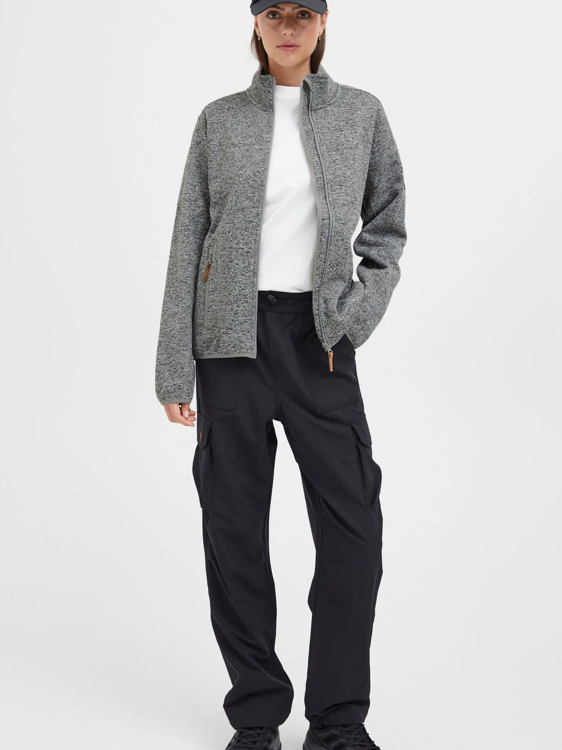 North Bend Damen Fleecejacke - NBSamana in hellgrau